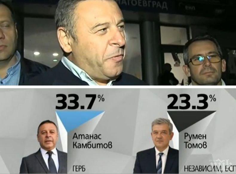 Кандидатът на ГЕРБ за кмет на Благоевград Атанас Камбитов: Първи сме като резултат в града, разликата е 11-12 процента