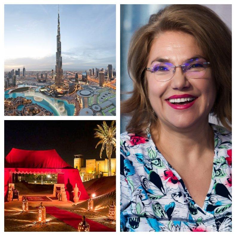 АРАБСКА ЕСЕН: Посрещат по червен килим Марта Вачкова в пустинята в Дубай (СНИМКИ)