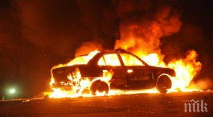 млада жена изгоря колата удар дърво