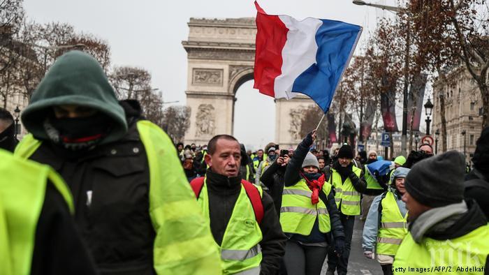 Най-малко 16 протестиращи са задържани по време на протестите на „жълтите жилетки“ в Париж