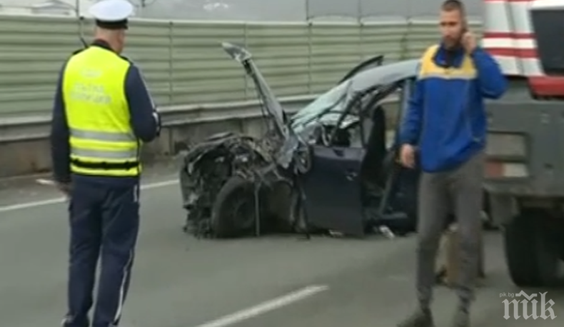 Една жена е пострадала при катастрофата, която блокира Северната скоростна тангента на София