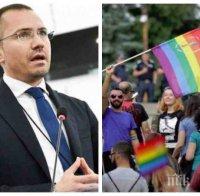 ЕКШЪН В ЕВРОПАРЛАМЕНТА: Ангел Джамбазки скочи на гей пропагандата (ВИДЕО)