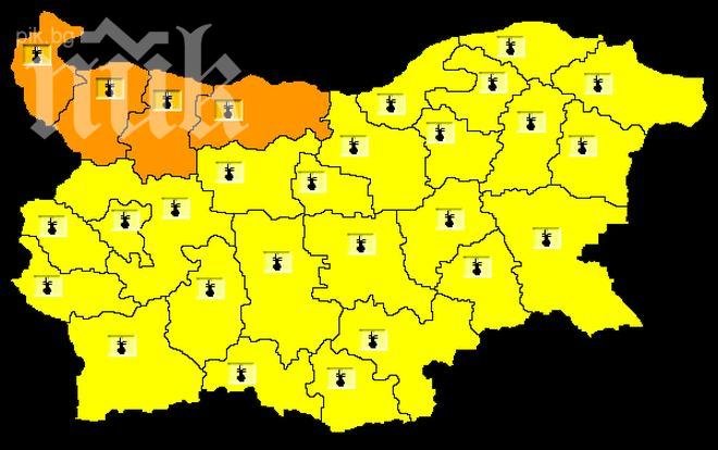 Оранжев код в Северозападна България за утре, жълт – в останалите части на страната