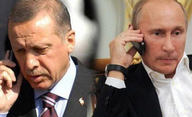 Путин и Ердоган обсъдиха по телефона ситуацията в Сирия