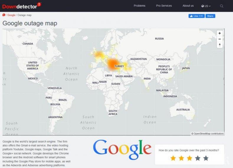 Балканите най-засегнати от срива на Гугъл (КАРТА)