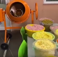 Руснак забърка руска салата в... бетонобъркачка (ВИДЕО)