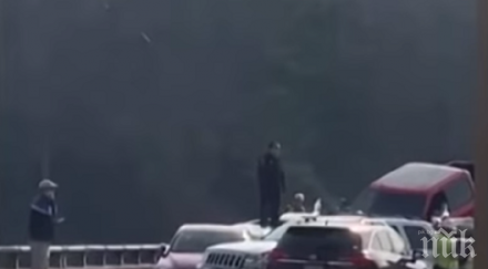 ранени верижна катастрофа сащ видео