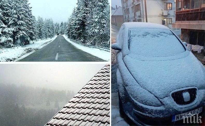 ИЗВЪНРЕДНО В ПИК: Снегът настъпва! АПИ с гореща информация за пътната обстановка - вали на Предела и в Пернишко, най-много трупа на Витиня