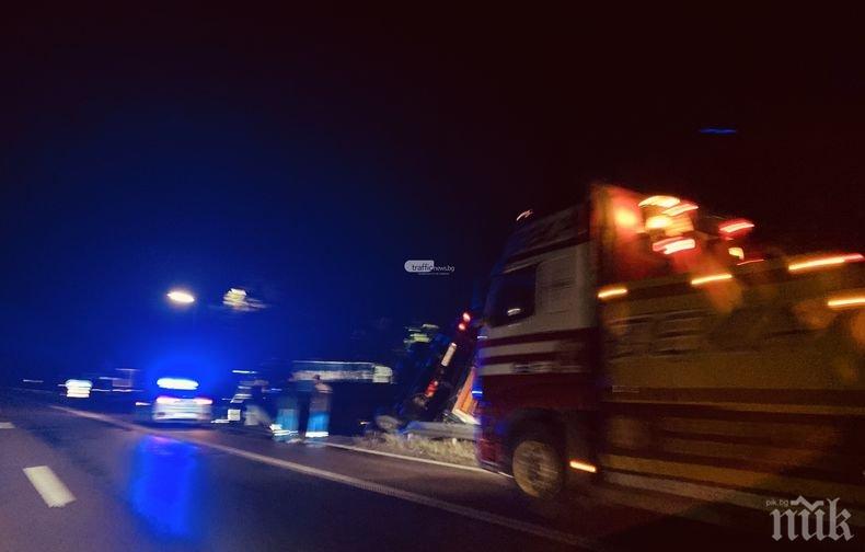 ТИР пламна на Тракия преди Вакарел