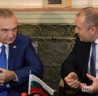 Румен Радев коментира евроинтеграцията на Западните Балкани на среща с президента на Албания