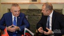 Румен Радев коментира евроинтеграцията на Западните Балкани на среща с президента на Албания