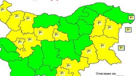жълт код силен вятър сила области страната вторник