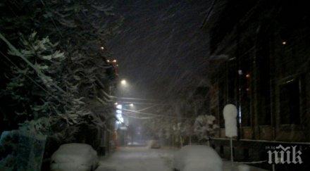сняг натрупа нощ русенско спират камионите тона