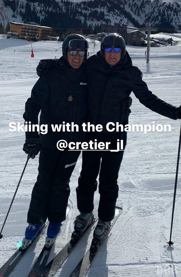 Бившият собственик на Левски Спас Русев кара ски с шампион в Алпите