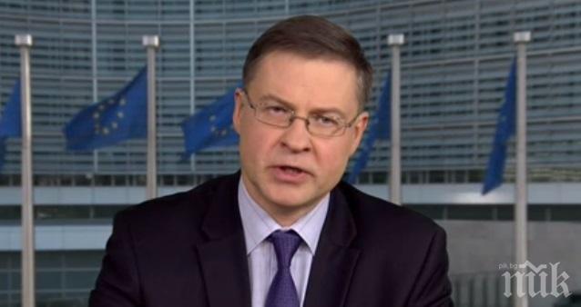Вицепрезидентът на ЕК Валдис Домбровскис: В България трябва да се въведе система за мониторинг на цените преди приемането на еврото