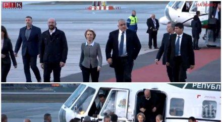 ексклузивно пик премиерът борисов европейските лидери кацнаха летище софия обсъждат мигрантския натиск полета границата турция видео обновена снимки