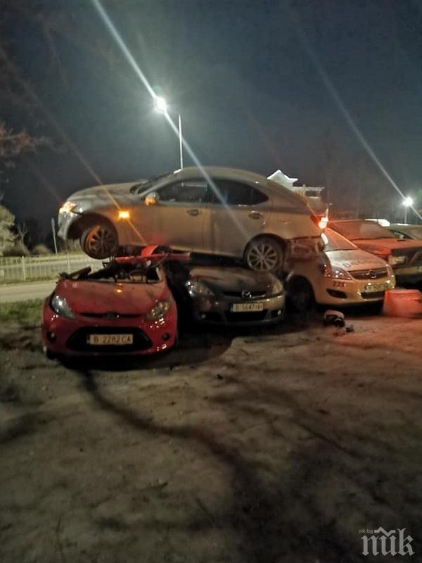 Брутална верижна катастрофа във Варна! Кола се качи върху други три заради несъобразена скорост