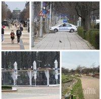 САМО В ПИК: Полиция и патрулки нахлуха в парковете в София - зелените площи остават забранена територия до края на карантината (ФОТОРЕПОРТАЖ)