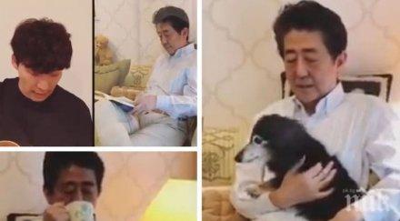 личен пример премиерът япония показа спазва мерките изолация заради коронавируса