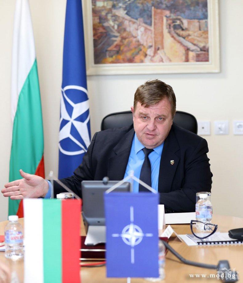 Военният министър Каракачанов участва в извънредна среща на НАТО за COVID-19