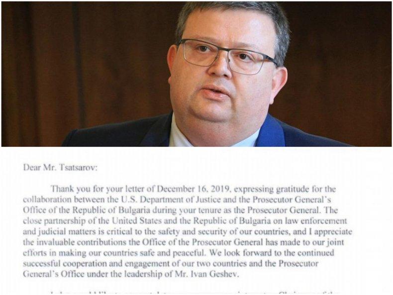 Главният прокурор на САЩ с писмо до Цацаров - поздравява за успешната борба с корупцията (СНИМКА)