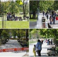 ФОТОРЕПОРТАЖ НА ПИК: Ето какво се случва в парковете на София след падането на забраната за разходки (СНИМКИ)