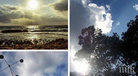 слънце облаци валежите спират жълт код силен вятър две области карти