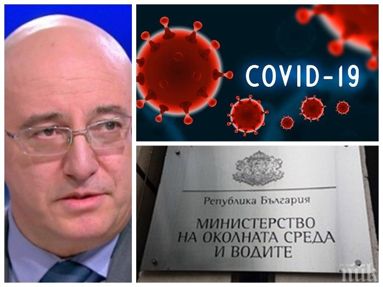 САМО В ПИК: Емил Димитров с първи разкрития за коронавируса в МОСВ - всички служители изследвани заради заразена хигиенистка. Ревизоро осигурил резервен план за работа при екстремна ситуация