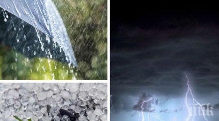 внимание опасно време гръмотевични бури валежи градушки жълт код цялата страна карти