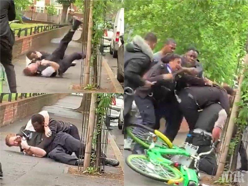 ИЗВЪН КОНТРОЛ: Чернокожите пощуряха! Зверски бият полицаи в Лондон - властта безсилна (ШОКИРАЩО ВИДЕО)