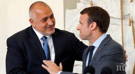 ексклузивно пик френският президент макрон приятелски поздрав борисов чрд