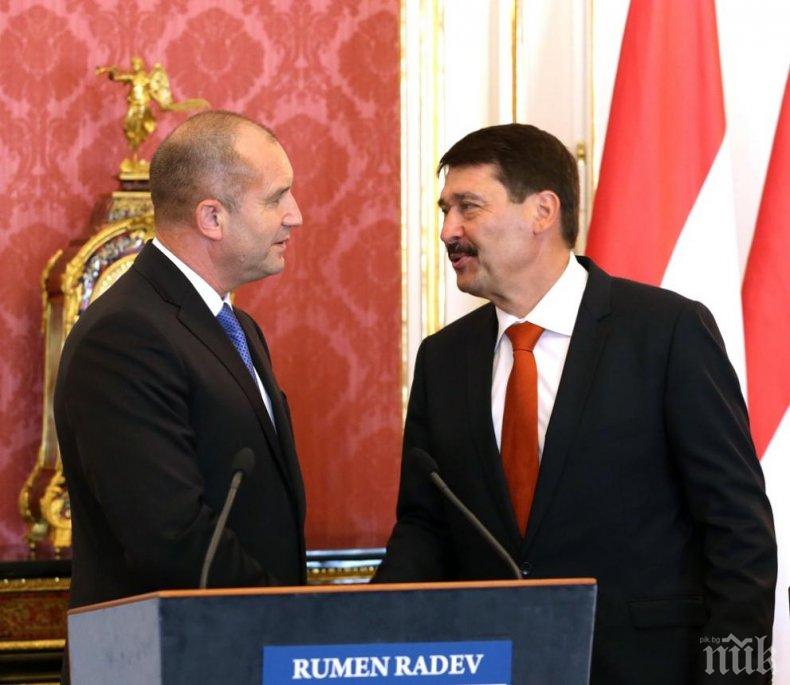 Президентът Радев разговаря по телефона с унгарския си колега Янош Адер