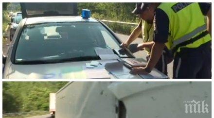 извънредно страшно меле искърското дефиле три тира затапиха трафика снимки