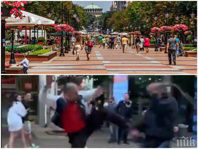 САМО В ПИК: Масов бой на Витошка събра очите на чужденците! Обезумели мъже са млатят посред бял ден, единият развъртя нунчаку (ВИДЕО)