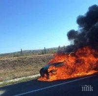 ШОК И УЖАС! Кола изгоря като факла на АМ 