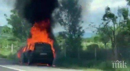 изгорял автомобил блокира трафика магистрала марица