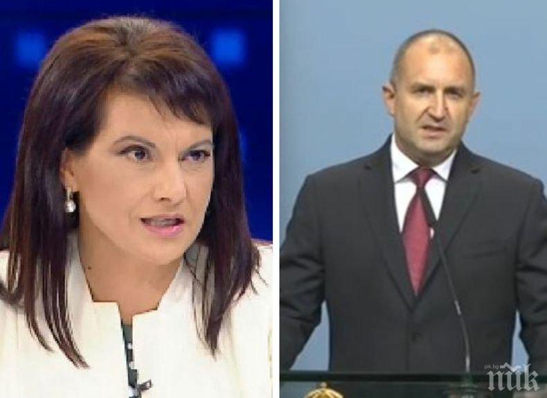Дариткова изригна: С призива си за оставка на правителството президентът безпардонно погазва Конституцията