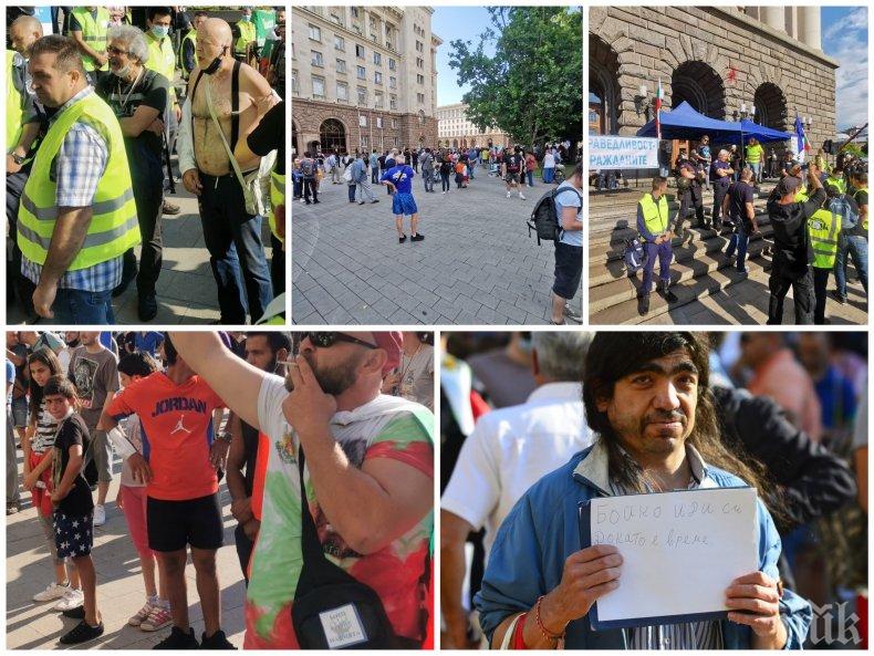 РАЗЦЕПЛЕНИЕ И ХАОС: Бабикян и Георгиев от Боец в битка за 300 протестиращи, Манолова се скри - роми с деца подсилват уличната им акция (СНИМКИ)