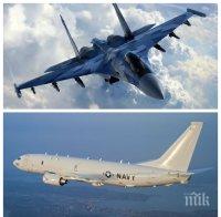 ВИСОКО НАПРЕЖЕНИЕ: Екшън в небето над Черно море! Руски изтребител Су-27 прихвана разузнавателен самолет на САЩ