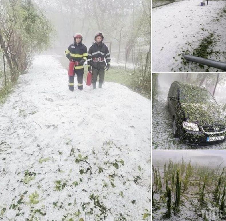Поройни дъждове и мощна градушка удариха Северна Румъния
