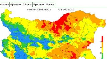 екстремален индекс пожароопасност сила територии области вторник