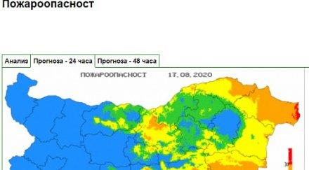 екстремален индекс пожароопасност сила области карта