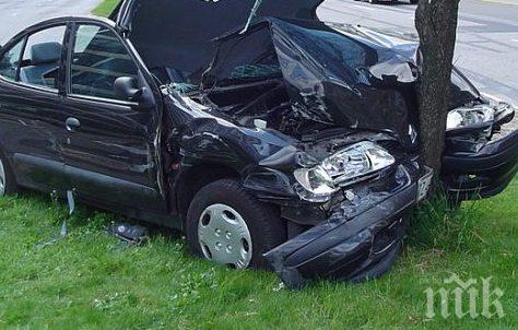 Ауди А4 се размаза в дърво в бургаския кв. Крайморие