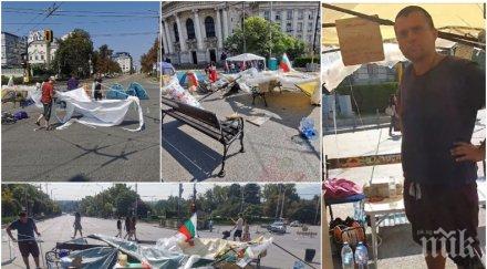 скандална манипулация силата метежниците десетина пазят незаконните палатки орлов мост пускат линейките видео снимки