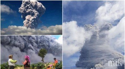 събуди вулканът синабунг индонезия евакуират хора