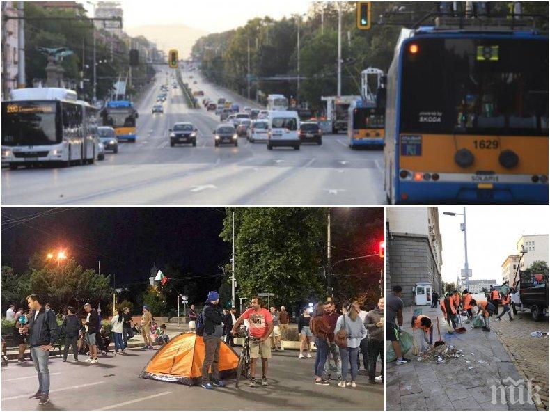 СОФИЯ ДИША: Трите възлови кръстовища на столицата са отворени, няма и следа от катуните на метежниците 