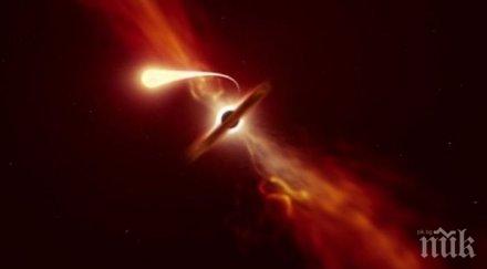 уникално астрономи пръв път наблюдаваха черна дупка превръща звезда спагети