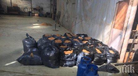 нов удар пловдивската полиция нелегална фабрика тютюн снимки