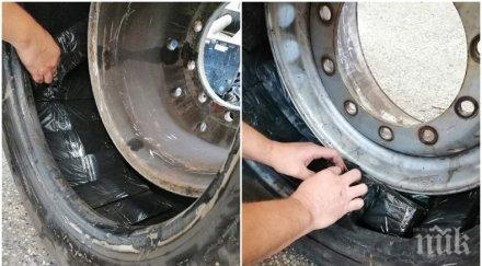 митничари капитан андреево спипаха 000 къса контрабандни цигари скрити гумите тир