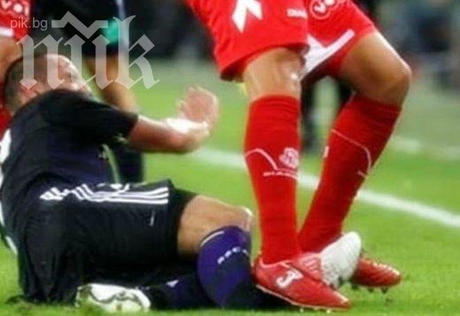 Поляк със счупен крак по зверски начин пред трансфер в Левски (видео 16+)